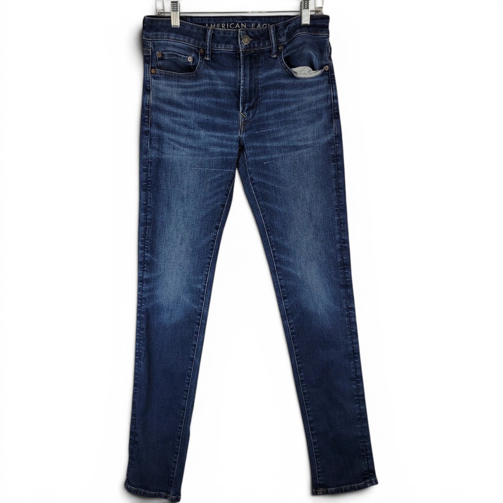 American Eagle Skinny Jeans Men 30x34 Blue Airflex+ Stretch Denim